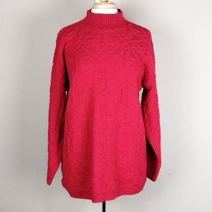 White Stag Cable Knit Snowflake Sweater Size M